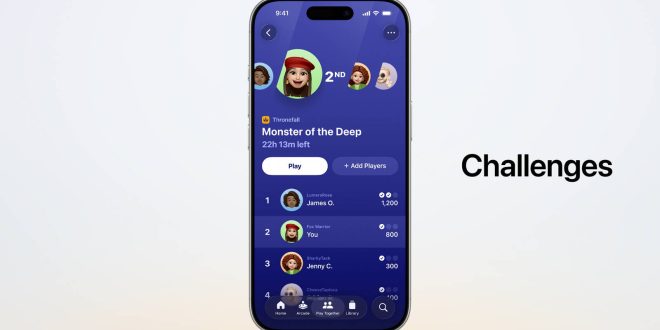 Apple's new Games app allows you to challenge your friends.